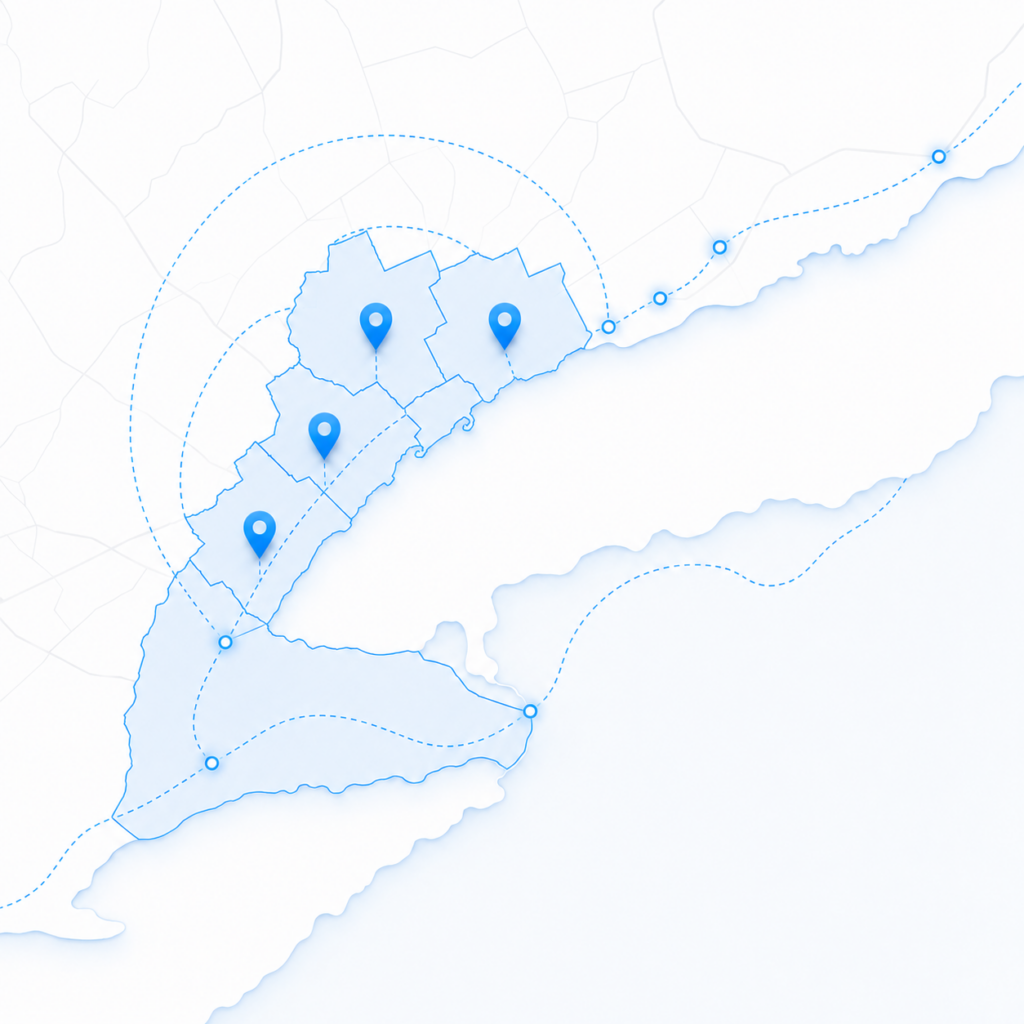 Map of southern Ontario showing the target cleaning coverage map